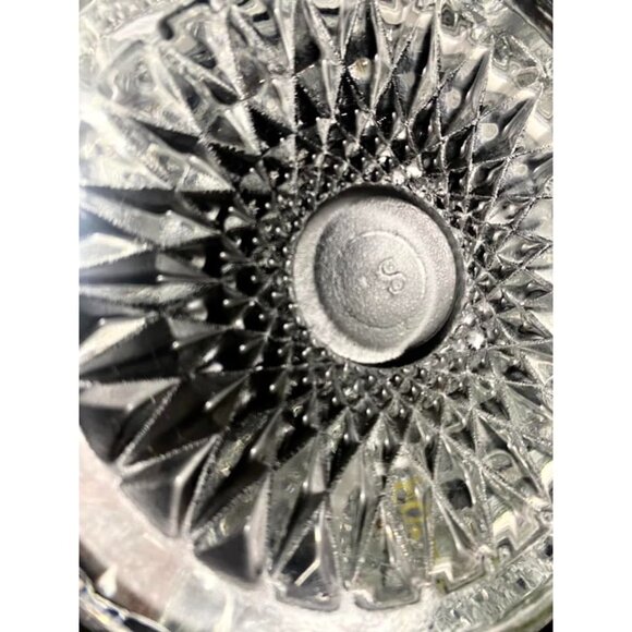 LE Smith Quintec Clear Glass Folded Banana Dish ~ Hobstar Button Cane - Picture 5 of 5